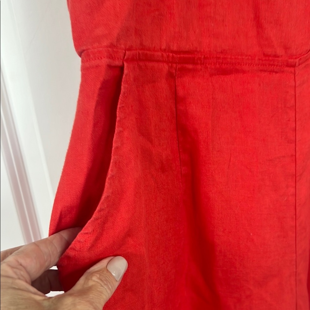 Cynthia Rowley 100% Linen Coral Midi Romper - Picture 4 of 9